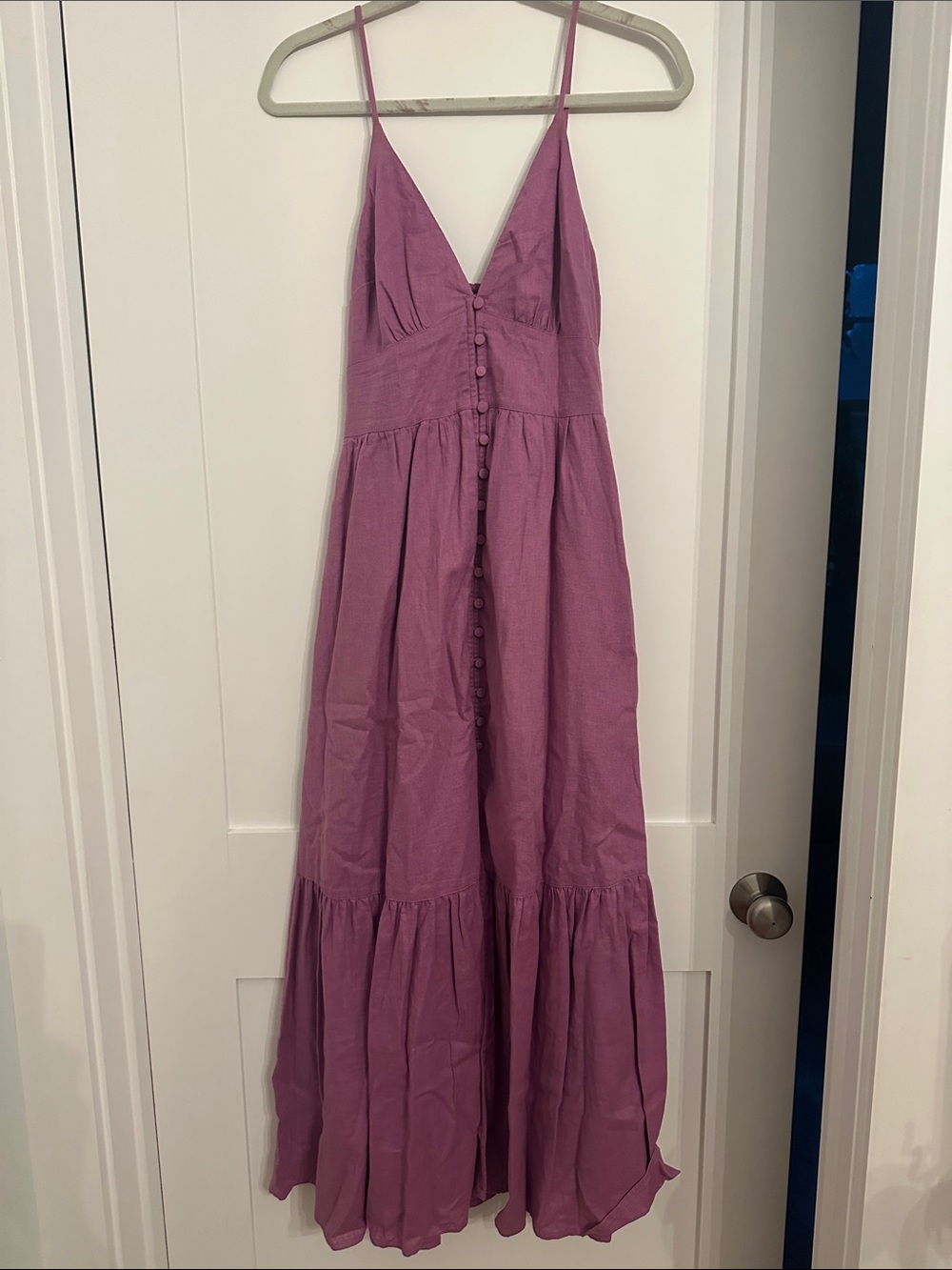 A&F Purple Spaghetti-Strap Button-Front Maxi Dress
